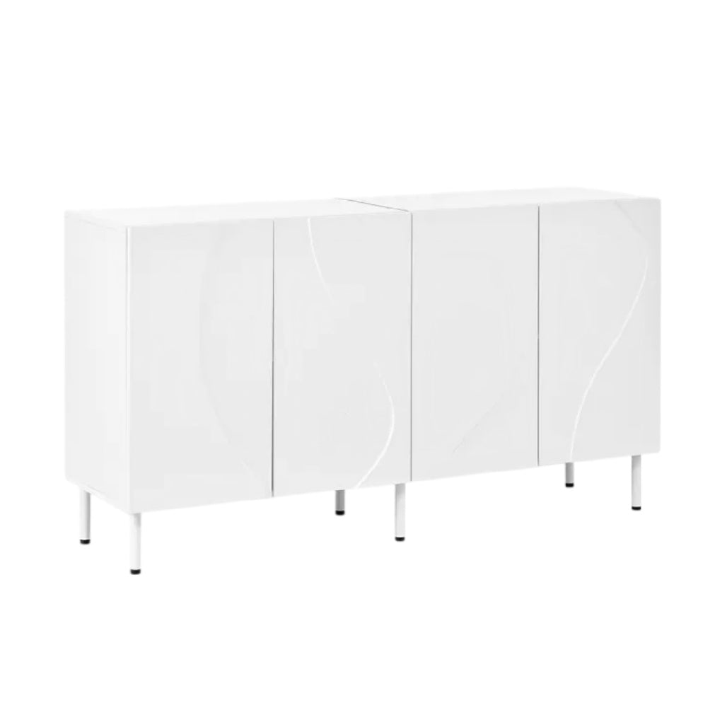 Meuble de rangement moderne en blanc avec portes lisses