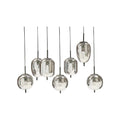 Installation de luminaires suspendus en verre réfléchissant
