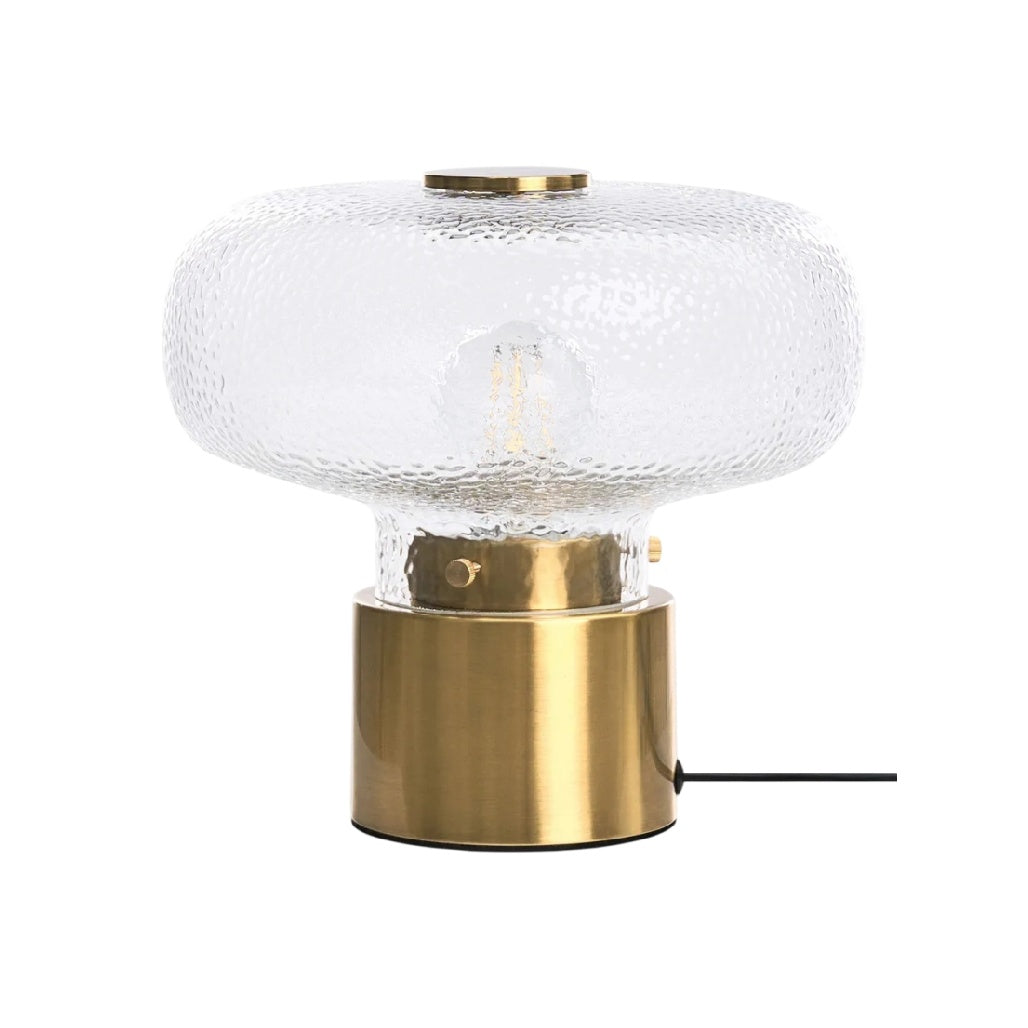 Lampe en verre texturé avec base en métal doré