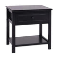 Table de chevet en bois noir avec tiroir et étagère