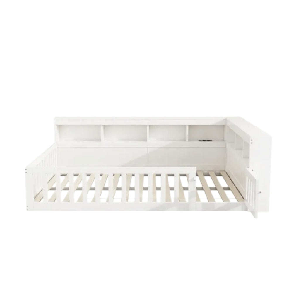 Lit enfant évolutif blanc avec rangements intégrés